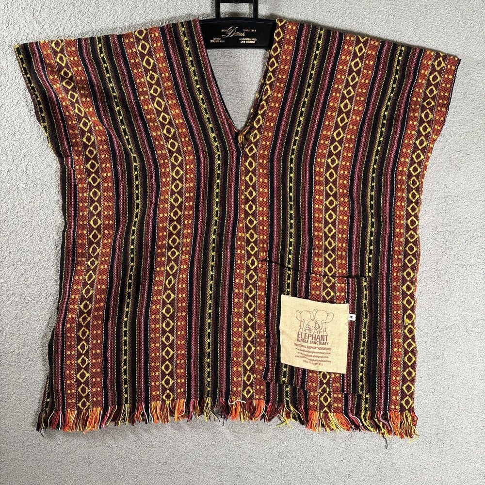 Striped V-Neck Tunic in Rust Multicolor